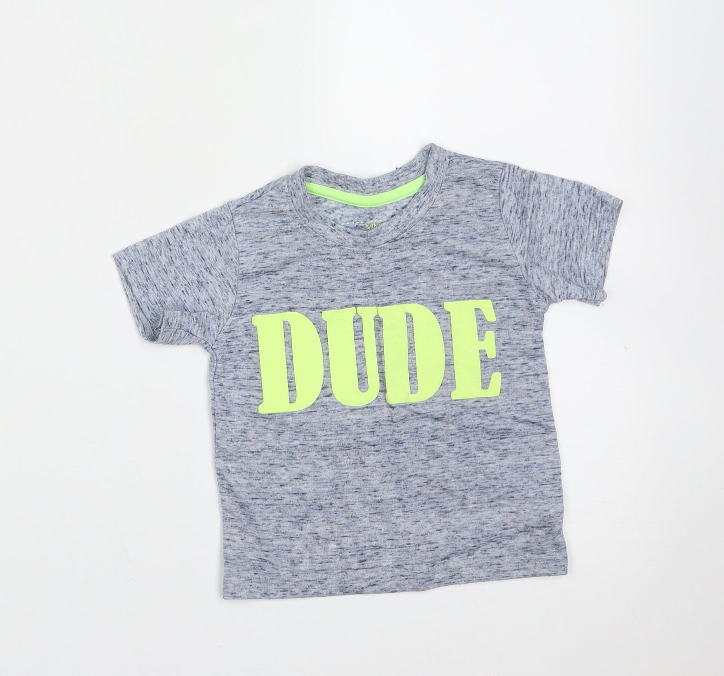 Mini Rebel Boys Blue  Polyester Basic T-Shirt Size 12-18 Months Round Neck  - dude