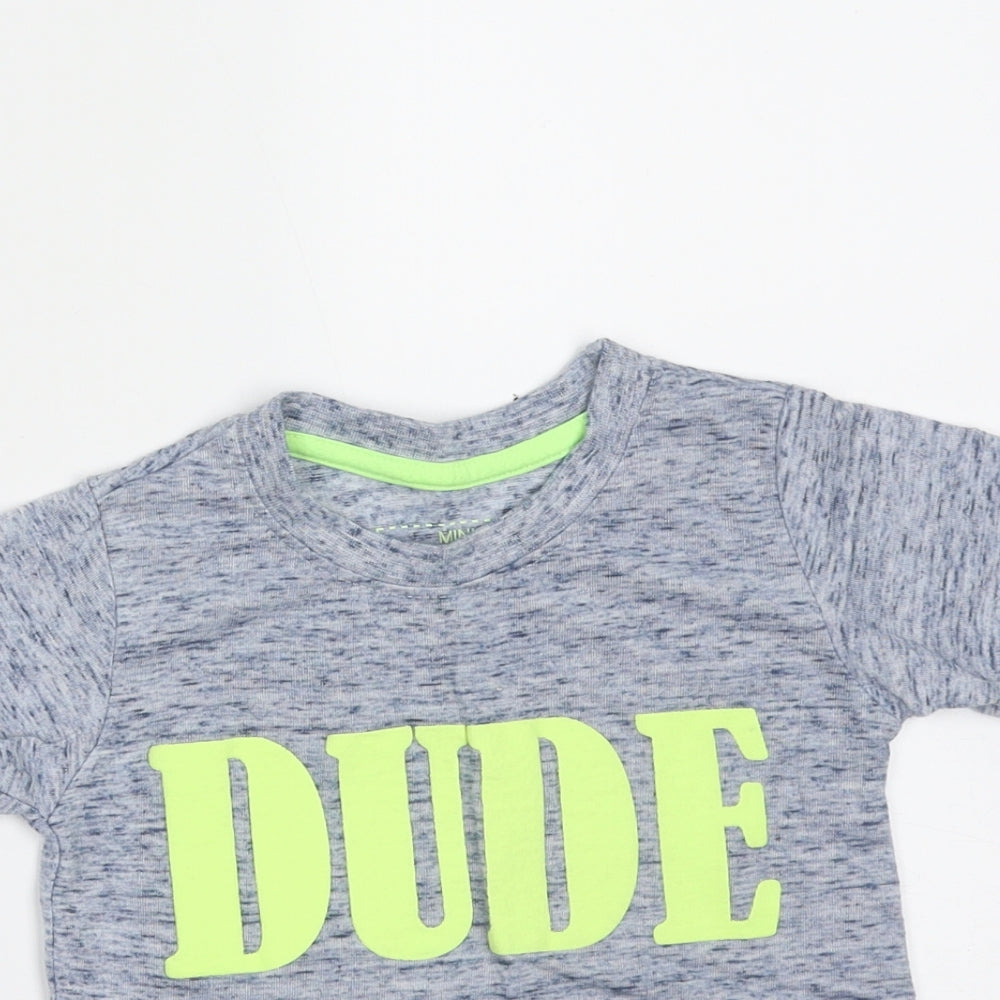 Mini Rebel Boys Blue  Polyester Basic T-Shirt Size 12-18 Months Round Neck  - dude