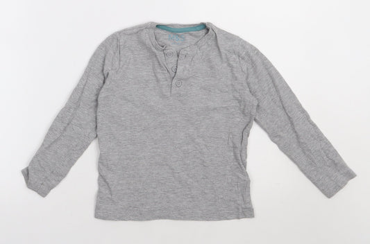 Marks and Spencer Boys Grey  Cotton Basic Casual Size 5-6 Years Crew Neck Button