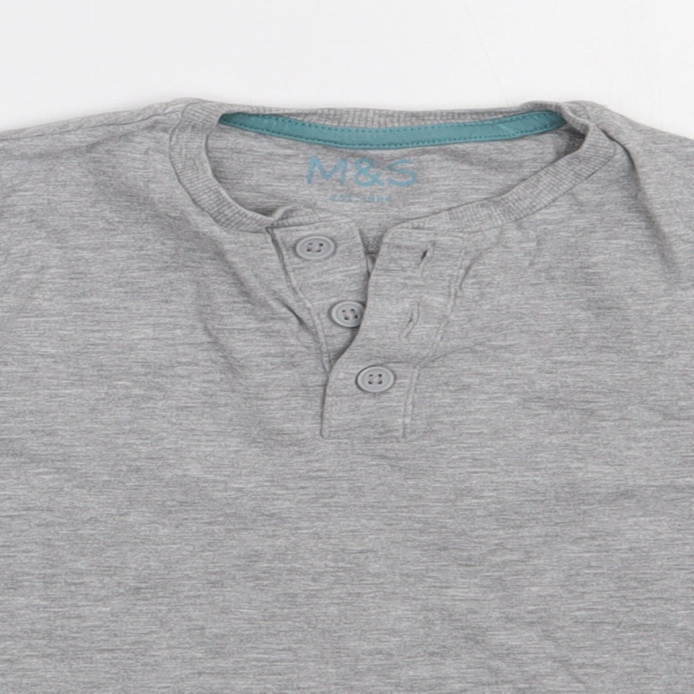 Marks and Spencer Boys Grey  Cotton Basic Casual Size 5-6 Years Crew Neck Button