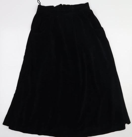 Preworn Womens Black  Polyacrylate Fibre A-Line Skirt Size S   Zip