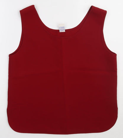 Preworn Womens Red  Polyester Basic Tank Size 12 Scoop Neck
