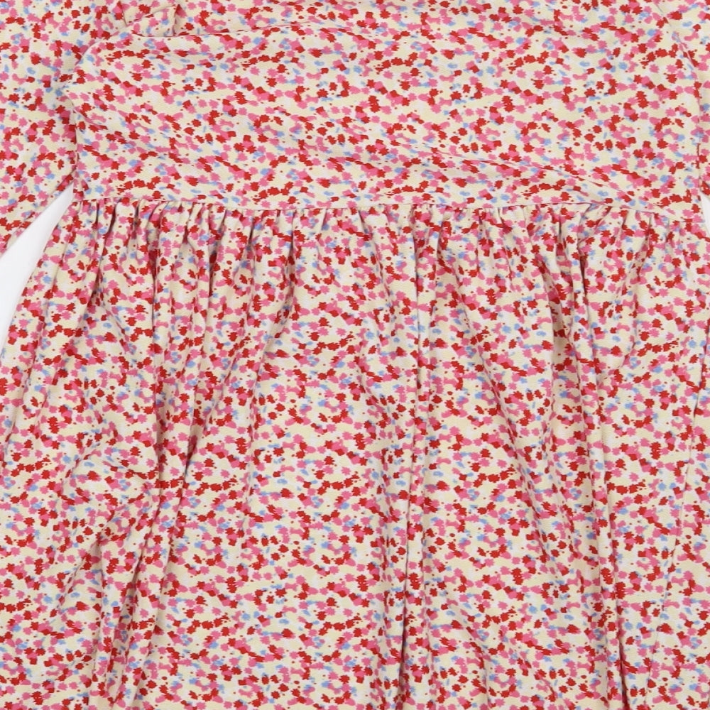 Wednesday Girl Womens Red Floral Polyester A-Line  Size 2XS  Crew Neck Pullover