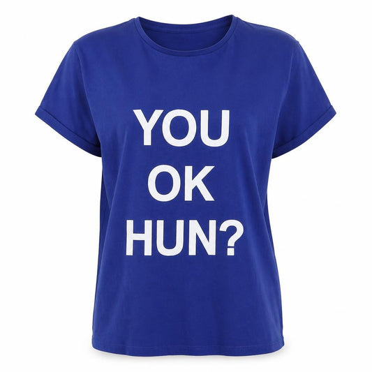 Primark Womens Blue  Cotton Basic T-Shirt Size 10 Crew Neck - you ok hun?