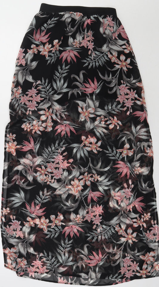 h7m Womens Pink Floral Polyester A-Line Skirt Size 4