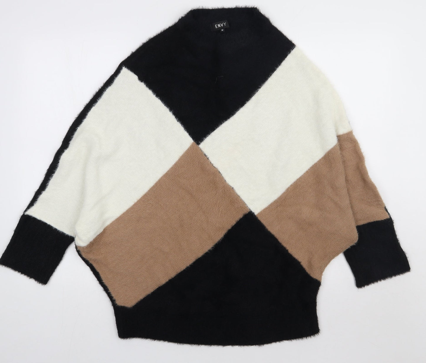 Peacocks Womens Brown Argyle/Diamond Nylon Pullover Sweatshirt Size M  Pullover