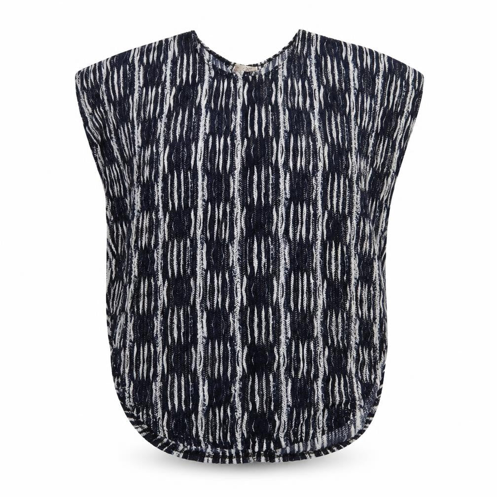 Preworn Womens Blue Crew Neck Geometric Polyester Cape Jumper Size M