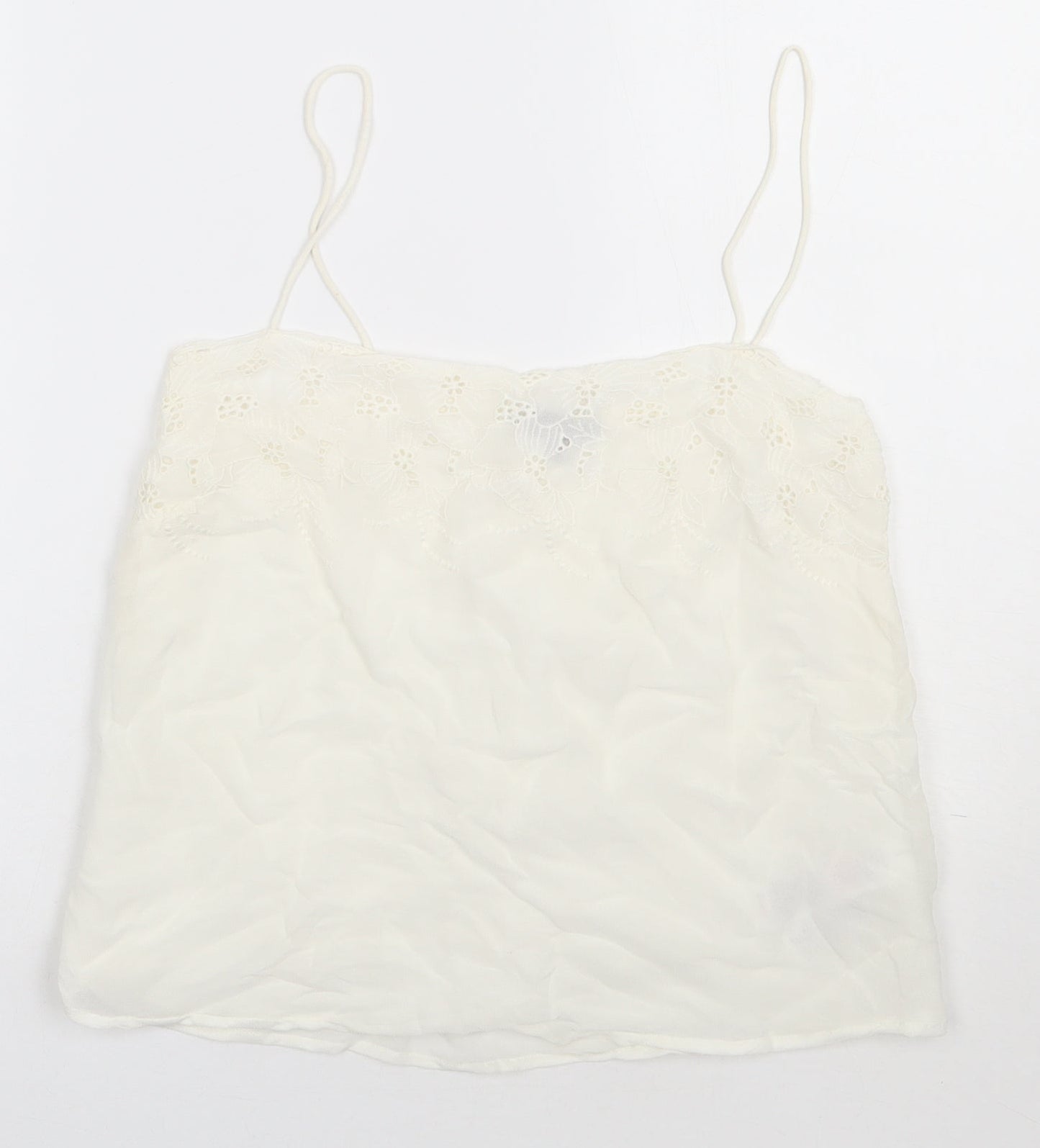 New Look Womens White  Viscose Basic Tank Size 10 Square Neck