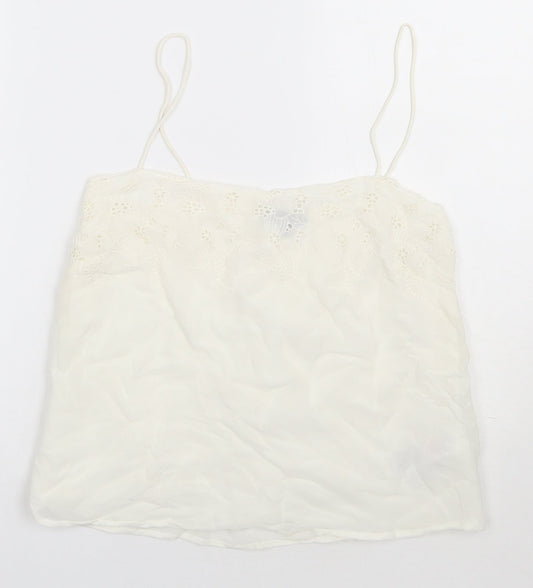 New Look Womens White  Viscose Basic Tank Size 10 Square Neck