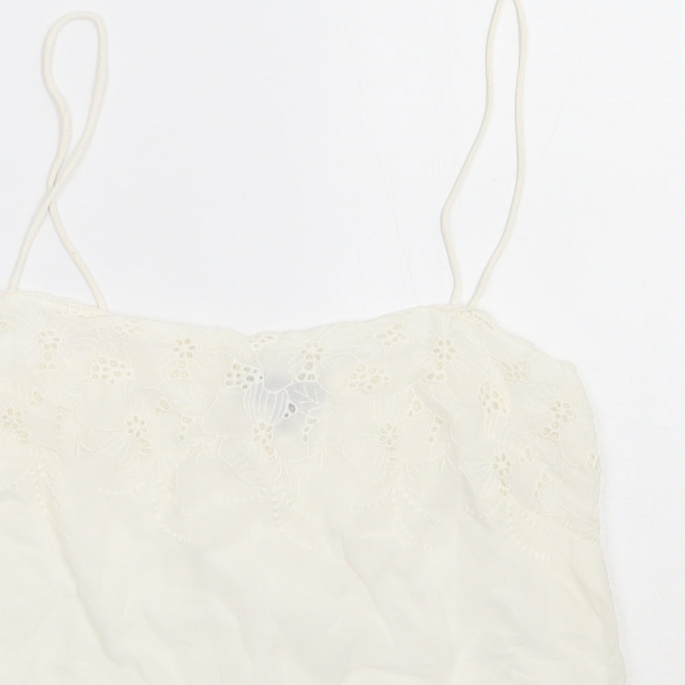 New Look Womens White  Viscose Basic Tank Size 10 Square Neck