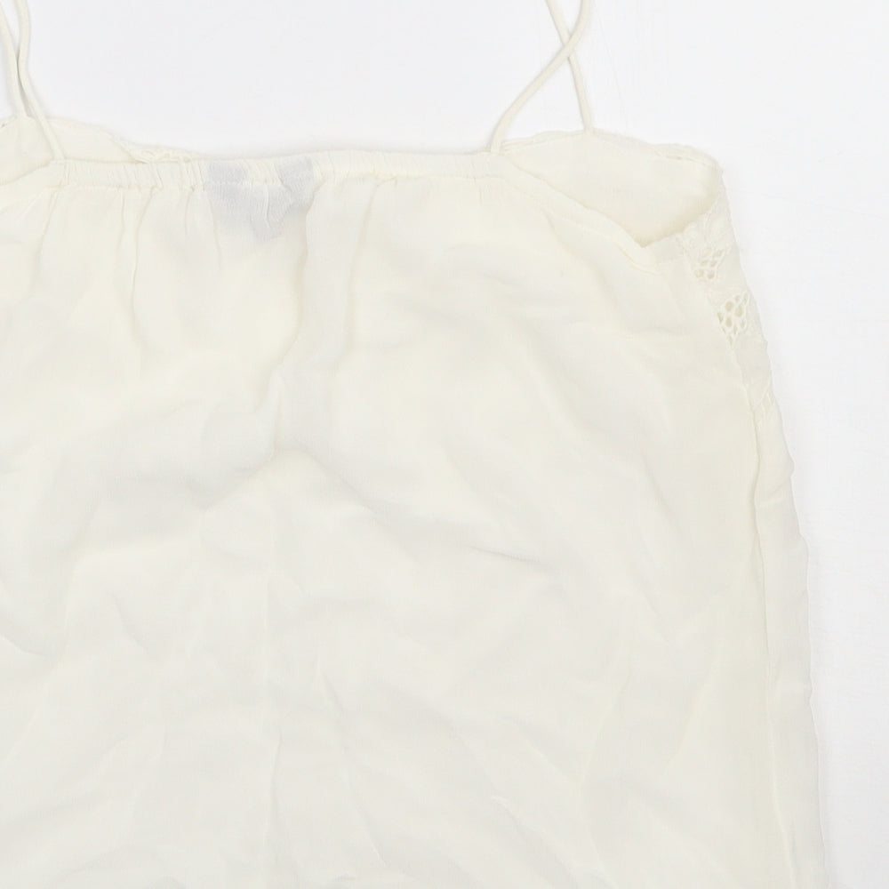 New Look Womens White  Viscose Basic Tank Size 10 Square Neck