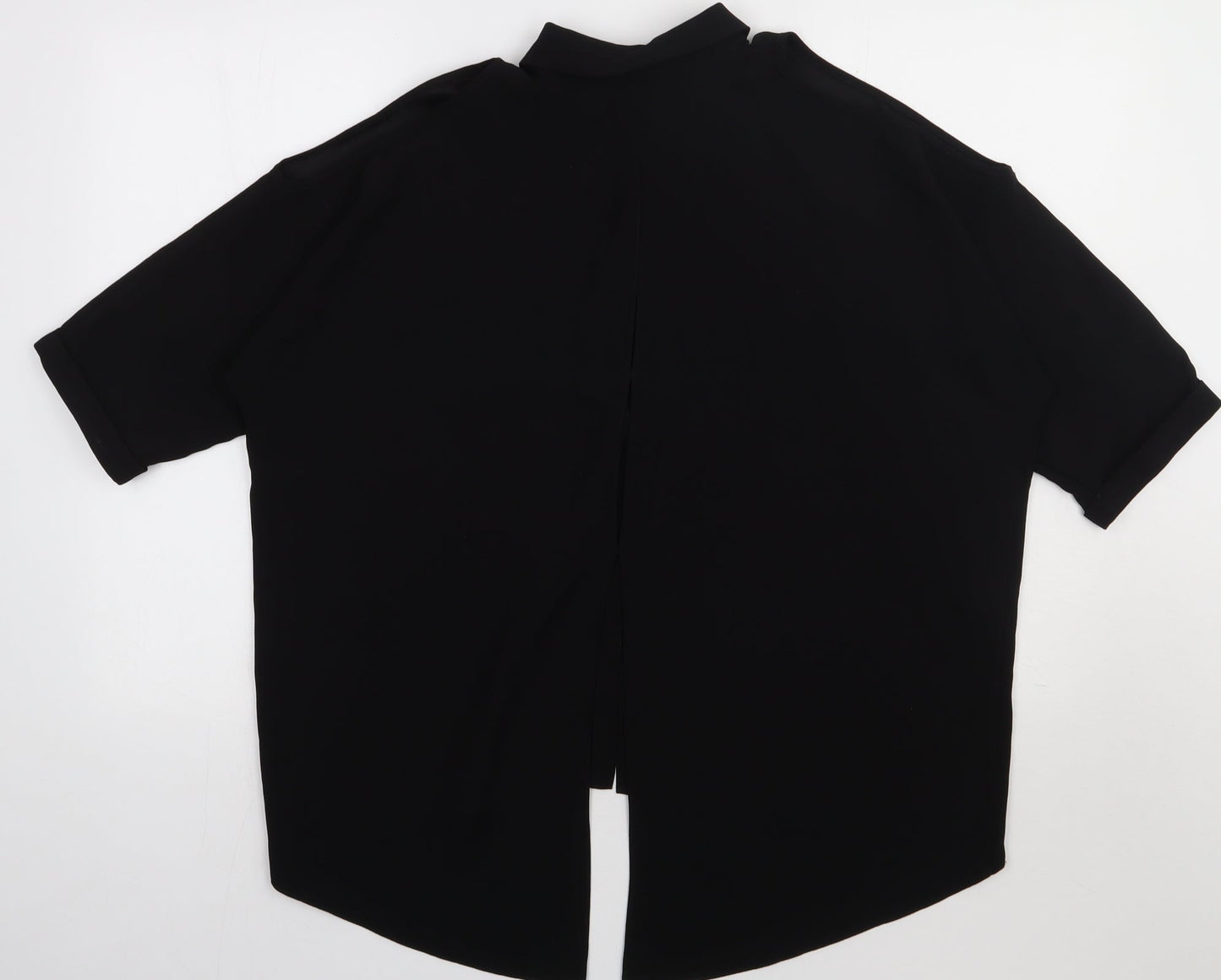 River Island Womens Black  Polyester Basic Button-Up Size 10 Collared - cold Shoulder