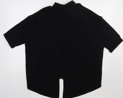 Preloved River Island Womens Black  Polyester Basic Button-Up Size 10 Collared - cold Shoulder - Back