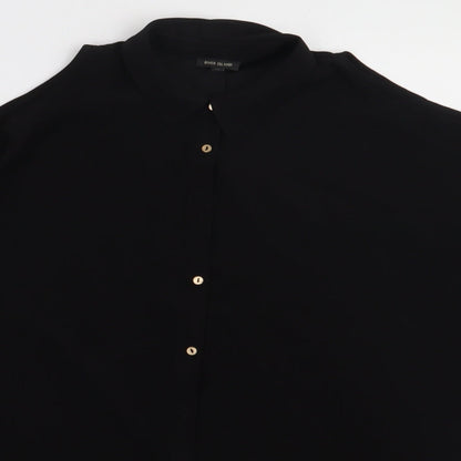 Preloved River Island Womens Black  Polyester Basic Button-Up Size 10 Collared - cold Shoulder - Detail