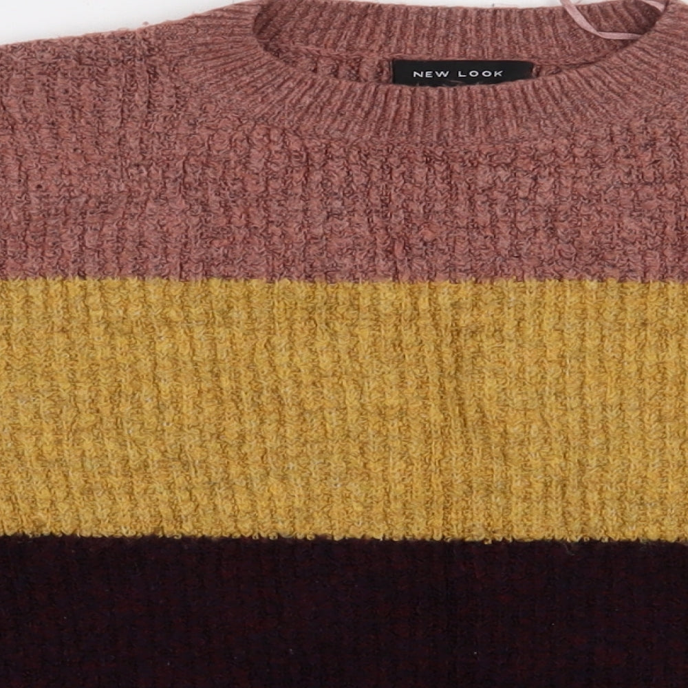 New Look Womens Multicoloured Striped Acrylic Pullover Sweatshirt Size S  Pullover