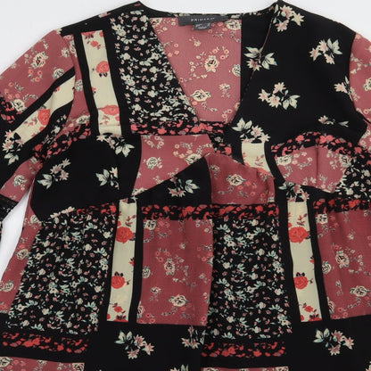 Preloved Primark Womens Pink Floral Polyester A-Line  Size 10  V-Neck Pullover - Detail
