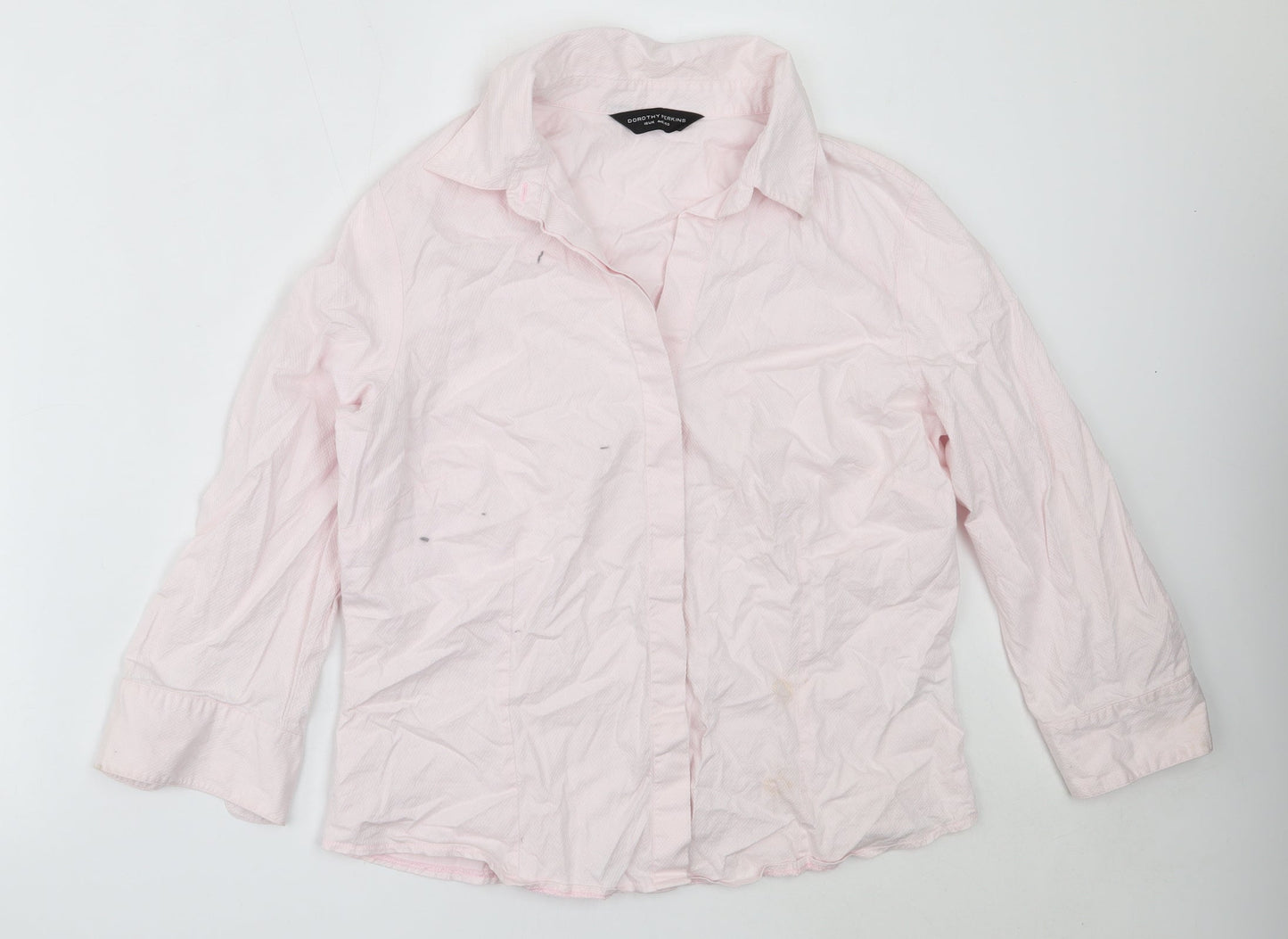 Dorothy Perkins Womens Pink  Cotton Basic Button-Up Size 16 Collared