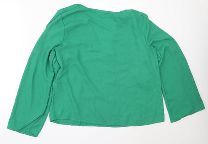 In the Style Womens Green  Polyester Basic Blouse Size 14 V-Neck