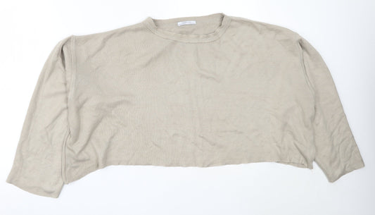 Zara Womens Beige Round Neck  Acrylic Pullover Jumper Size L