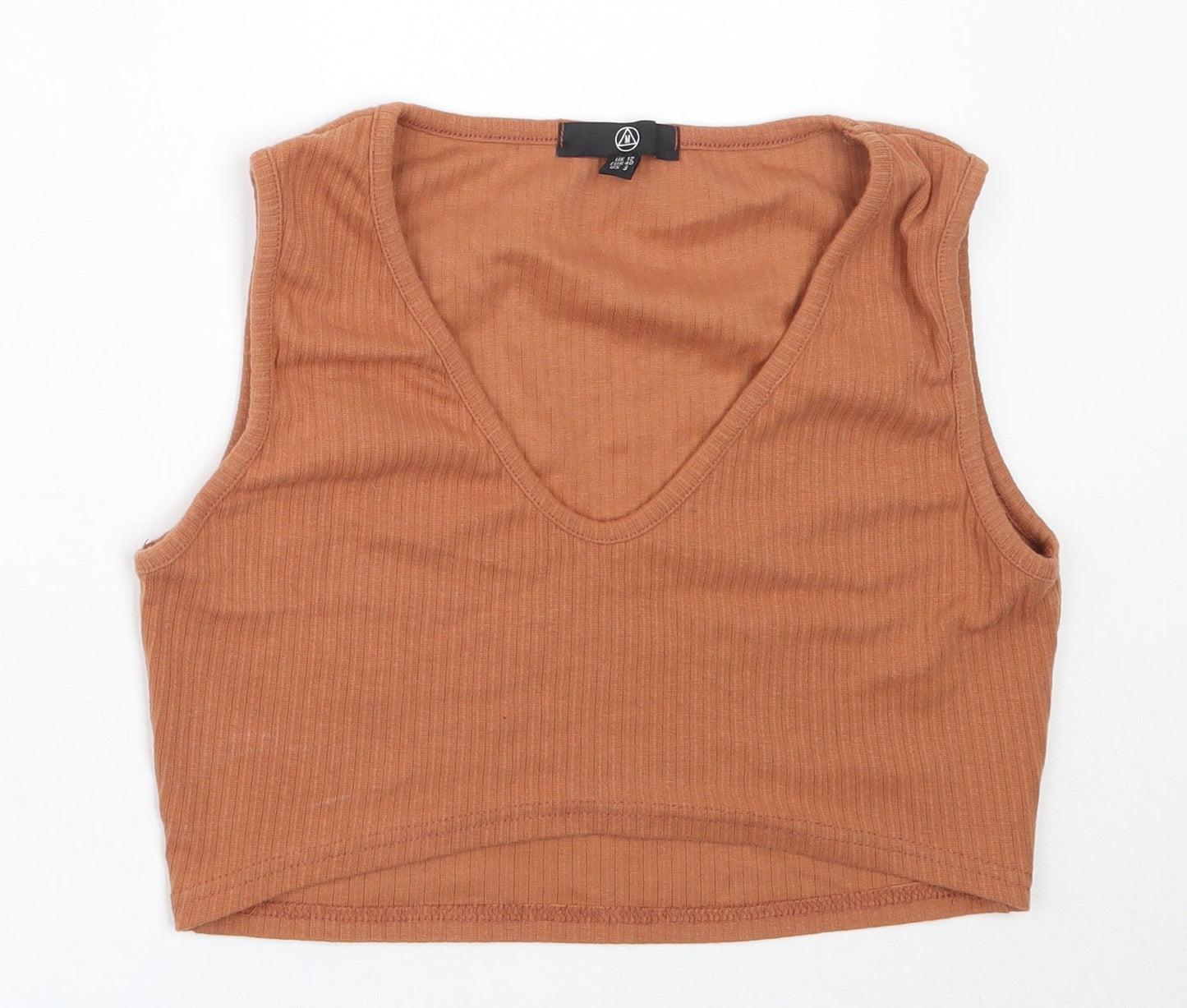 Missguided Womens Orange  Polyester Cropped Tank Size 12 V-Neck