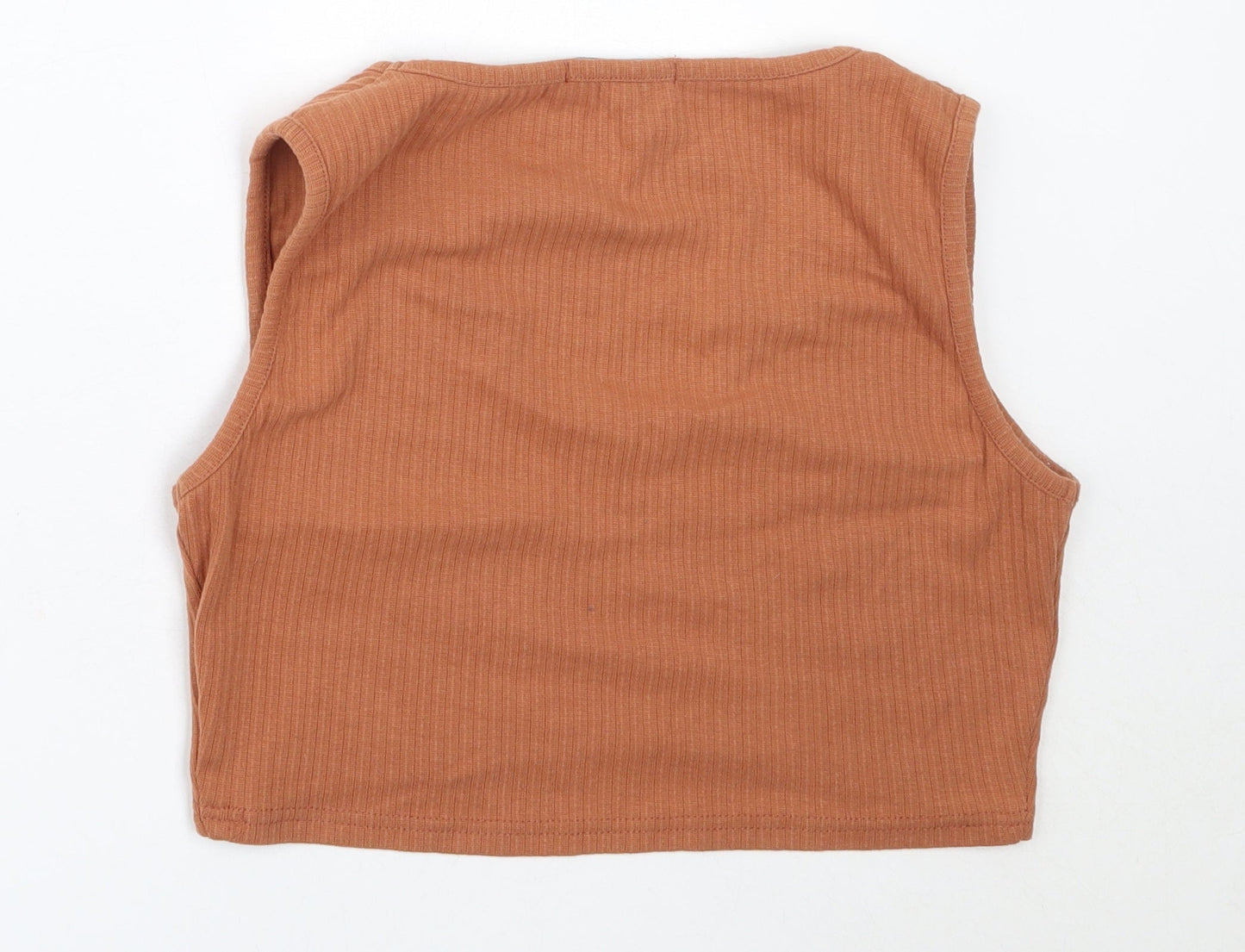 Missguided Womens Orange  Polyester Cropped Tank Size 12 V-Neck