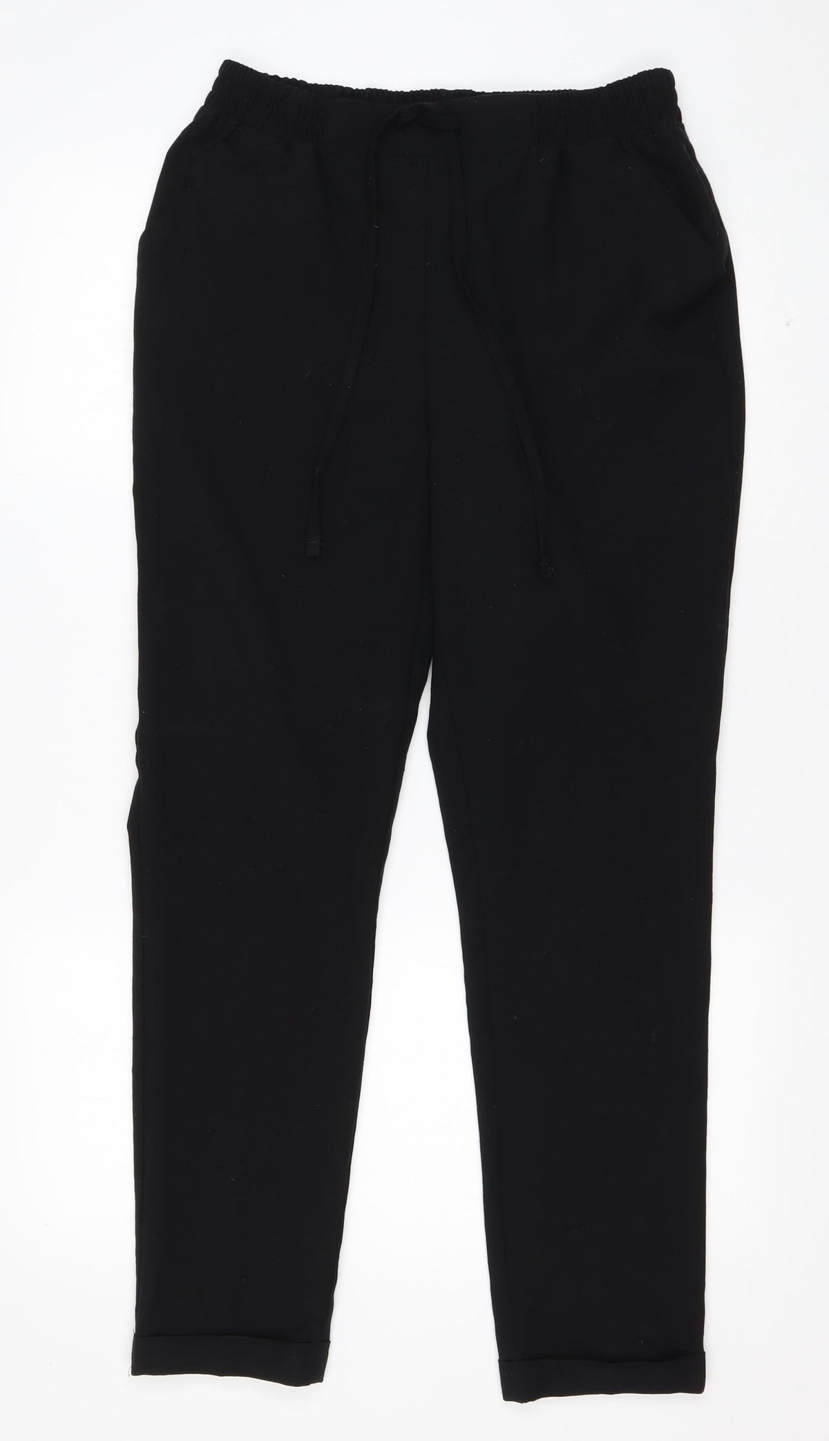Next Womens Black  Polyester Trousers  Size 8 L27 in Regular Drawstring