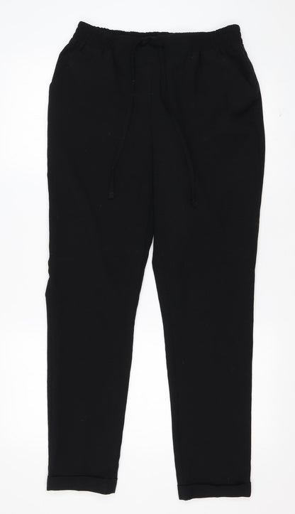 Next Womens Black  Polyester Trousers  Size 8 L27 in Regular Drawstring