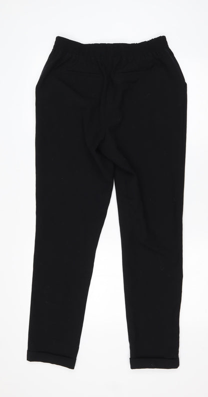 Next Womens Black  Polyester Trousers  Size 8 L27 in Regular Drawstring