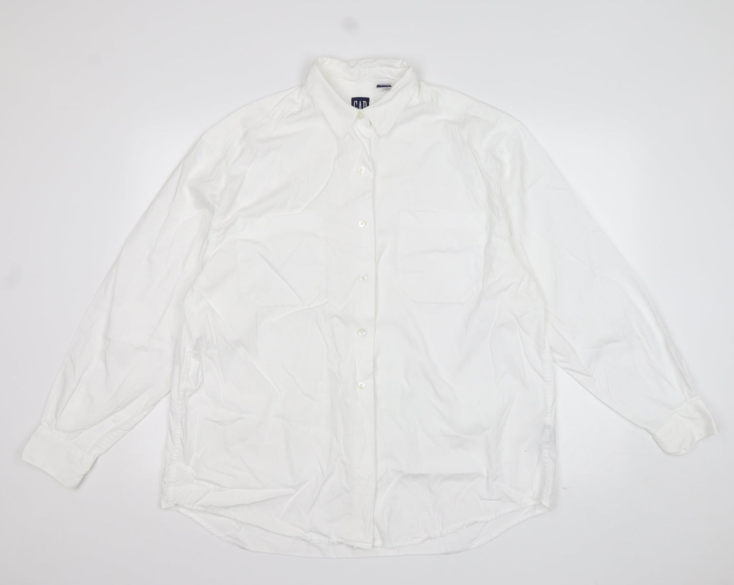 Gap Womens White  Cotton Basic Button-Up Size L Collared