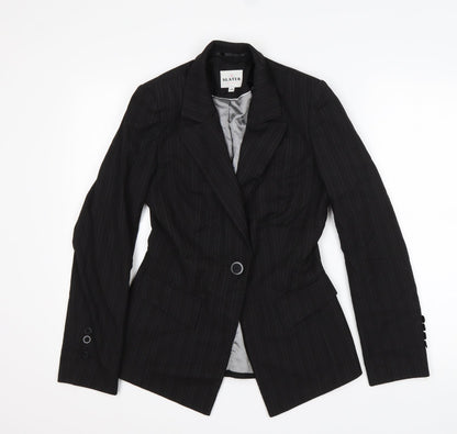 Slater Womens Black Striped Polyester Jacket Suit Jacket Size 6