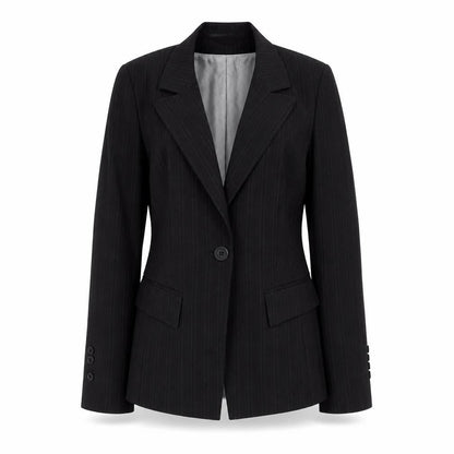 Slater Womens Black Striped Polyester Jacket Suit Jacket Size 6