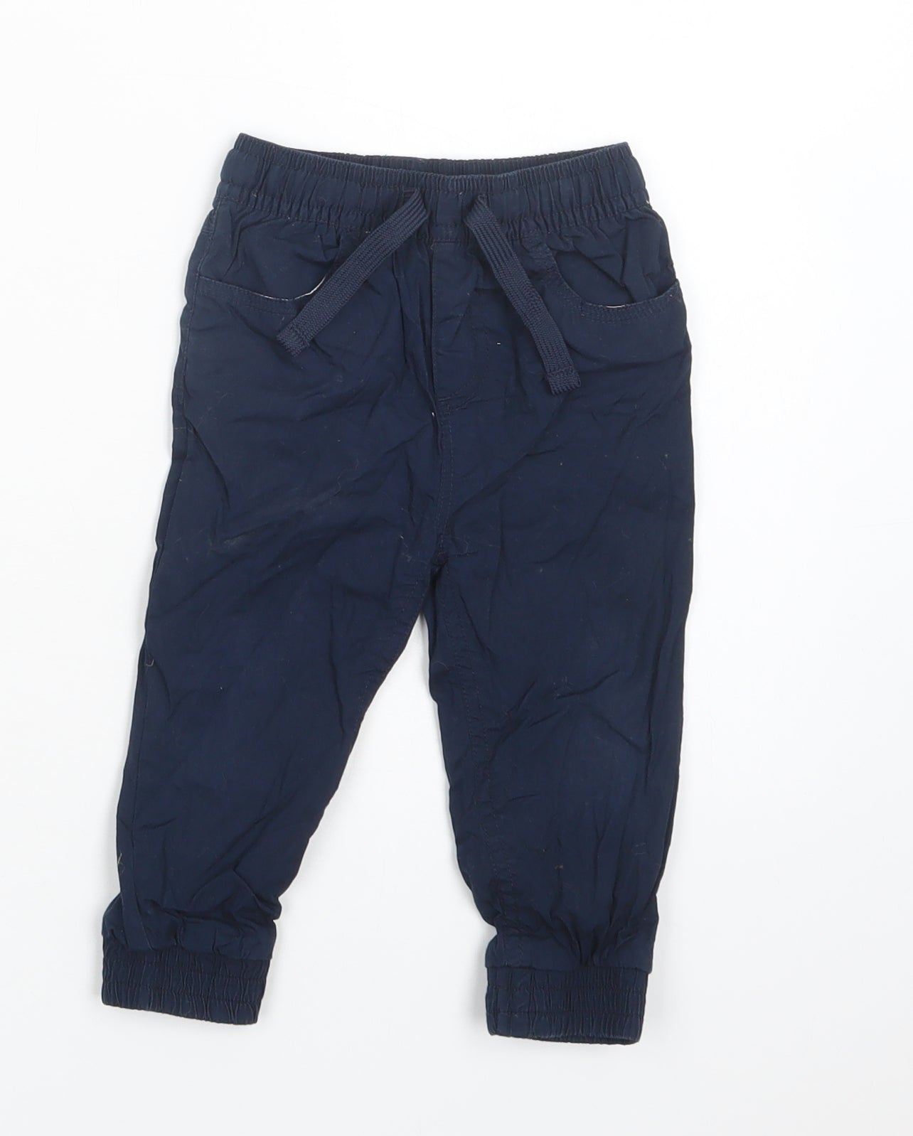 Primark Baby Blue  Cotton Jogger Trousers Size 12-18 Months  Drawstring