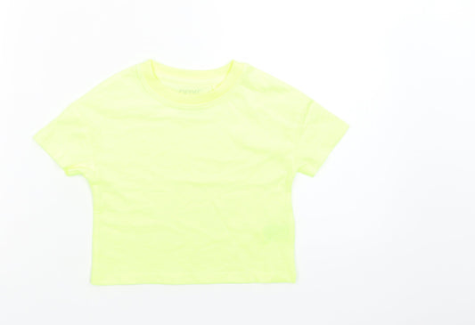 NEXT Girls Green  Cotton Basic T-Shirt Size 3 Years Crew Neck  - Neon