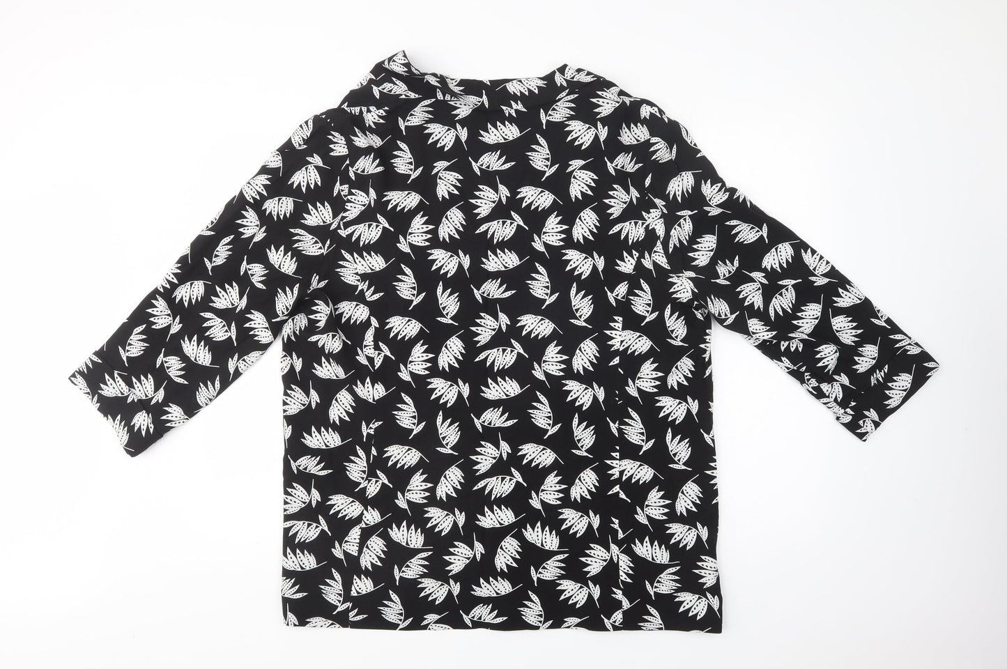 M &Co Womens Black Floral  Jacket Blazer Size 16