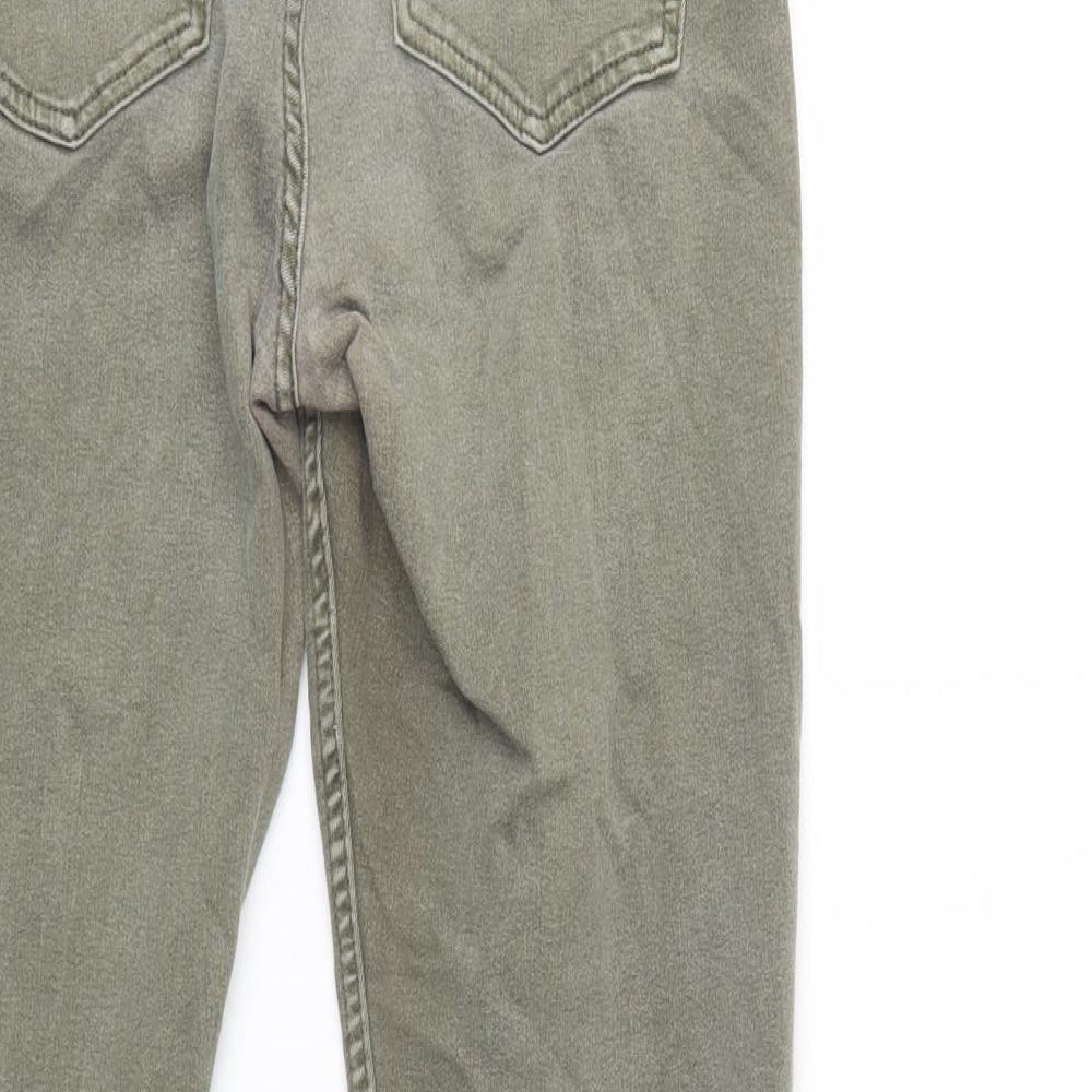 Preloved M&S Womens Green  Cotton Skinny Jeans Size 12 L31 in Regular Button - Label