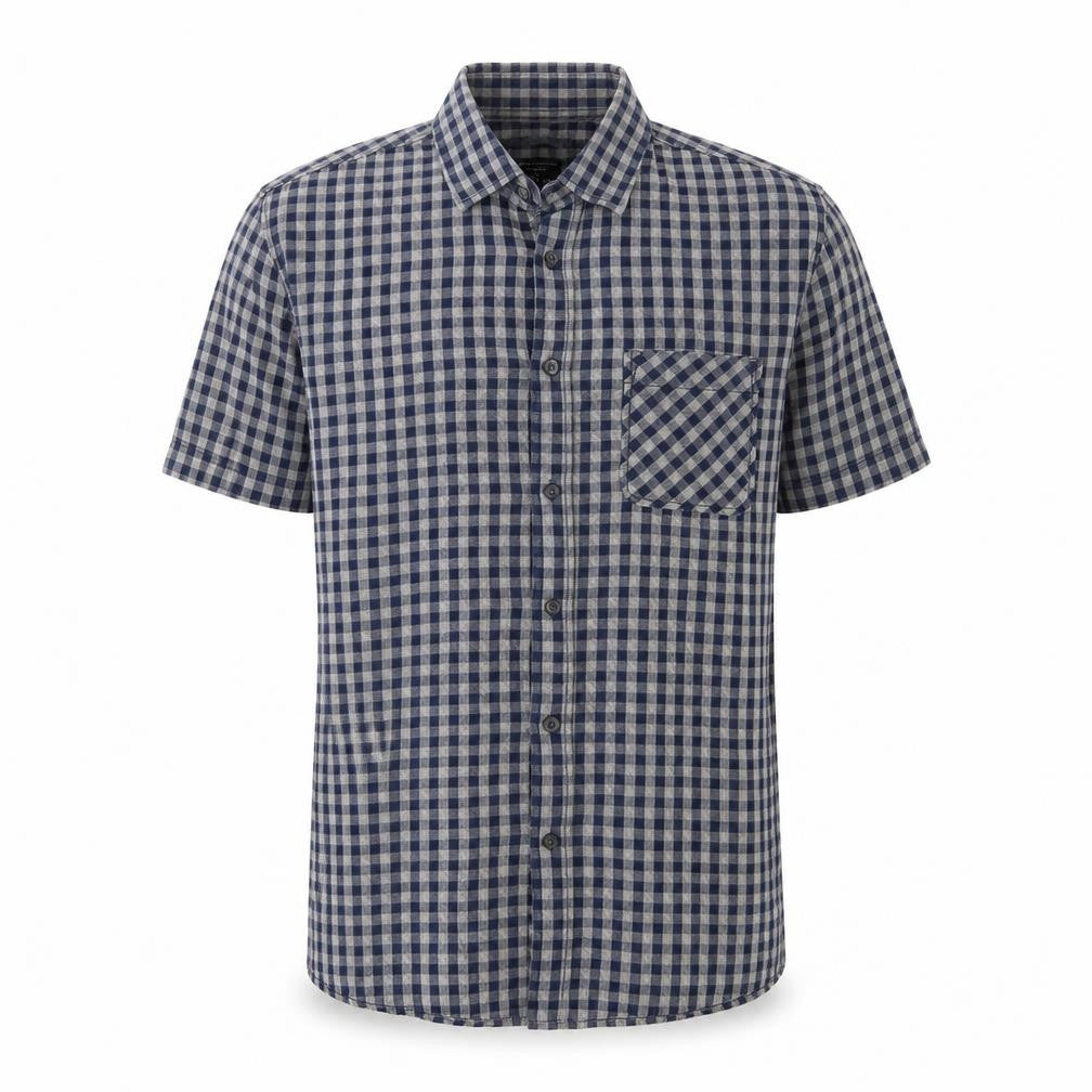 Matalan Mens Blue Check Cotton  Button-Up Size S Collared Button
