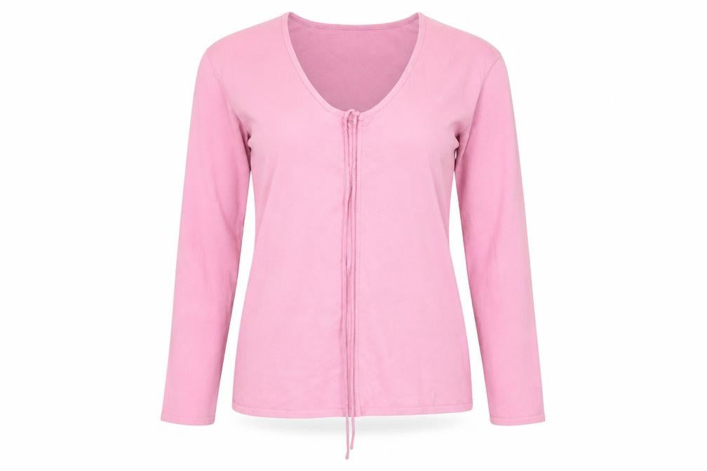 Colour Works Womens Pink  Viscose Basic T-Shirt Size S V-Neck
