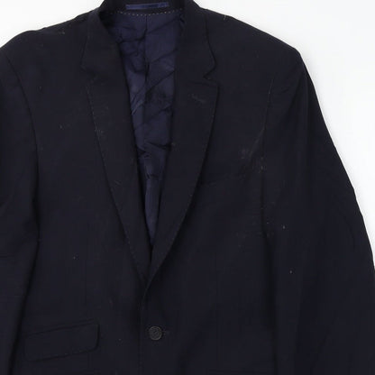 europa Mens Blue  Polyester Jacket Blazer Size 38