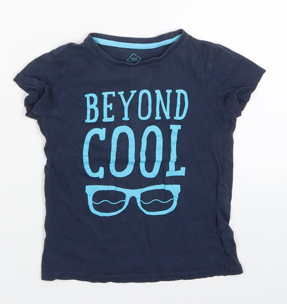 TEX Boys Blue  Cotton Basic T-Shirt Size 5-6 Years Crew Neck Pullover - Beyond Cool