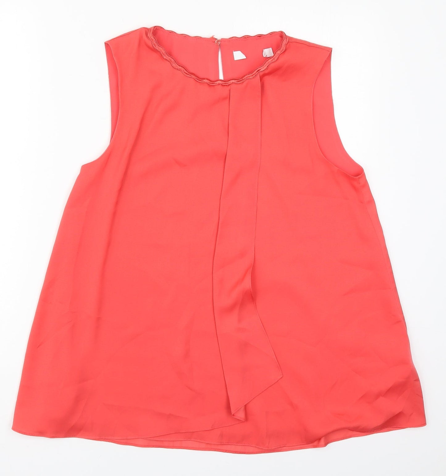 Preworn Womens Red  Polyester Basic Blouse Size 10 Off the Shoulder