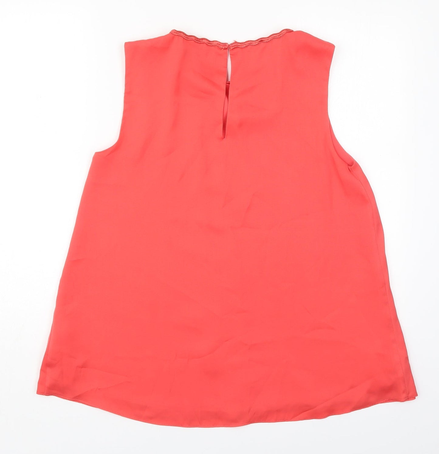 Preworn Womens Red  Polyester Basic Blouse Size 10 Off the Shoulder