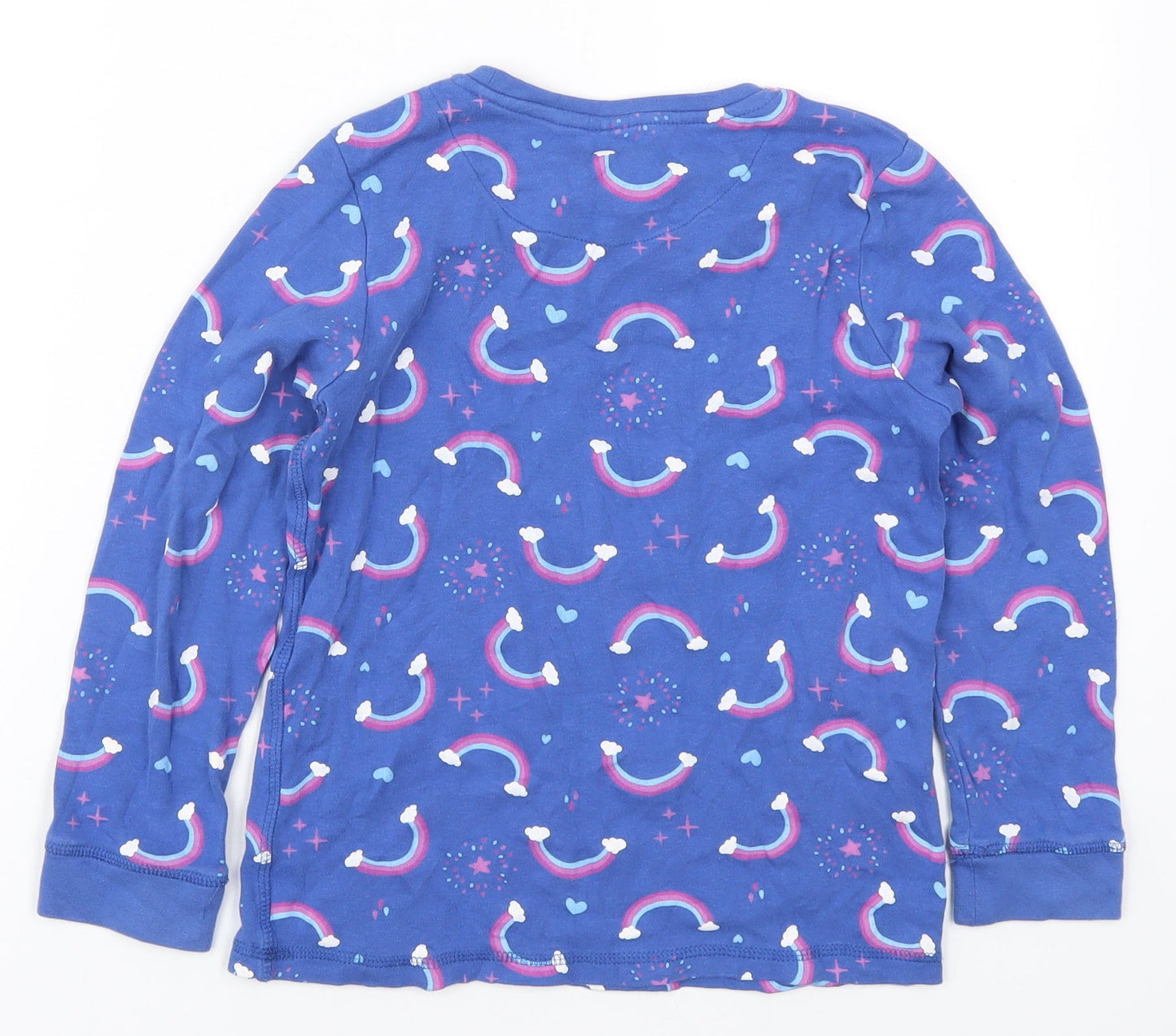 Lily & Dan Girls Blue Solid Cotton Top Pyjama Top Size 9-10 Years  Pullover - Rainbows