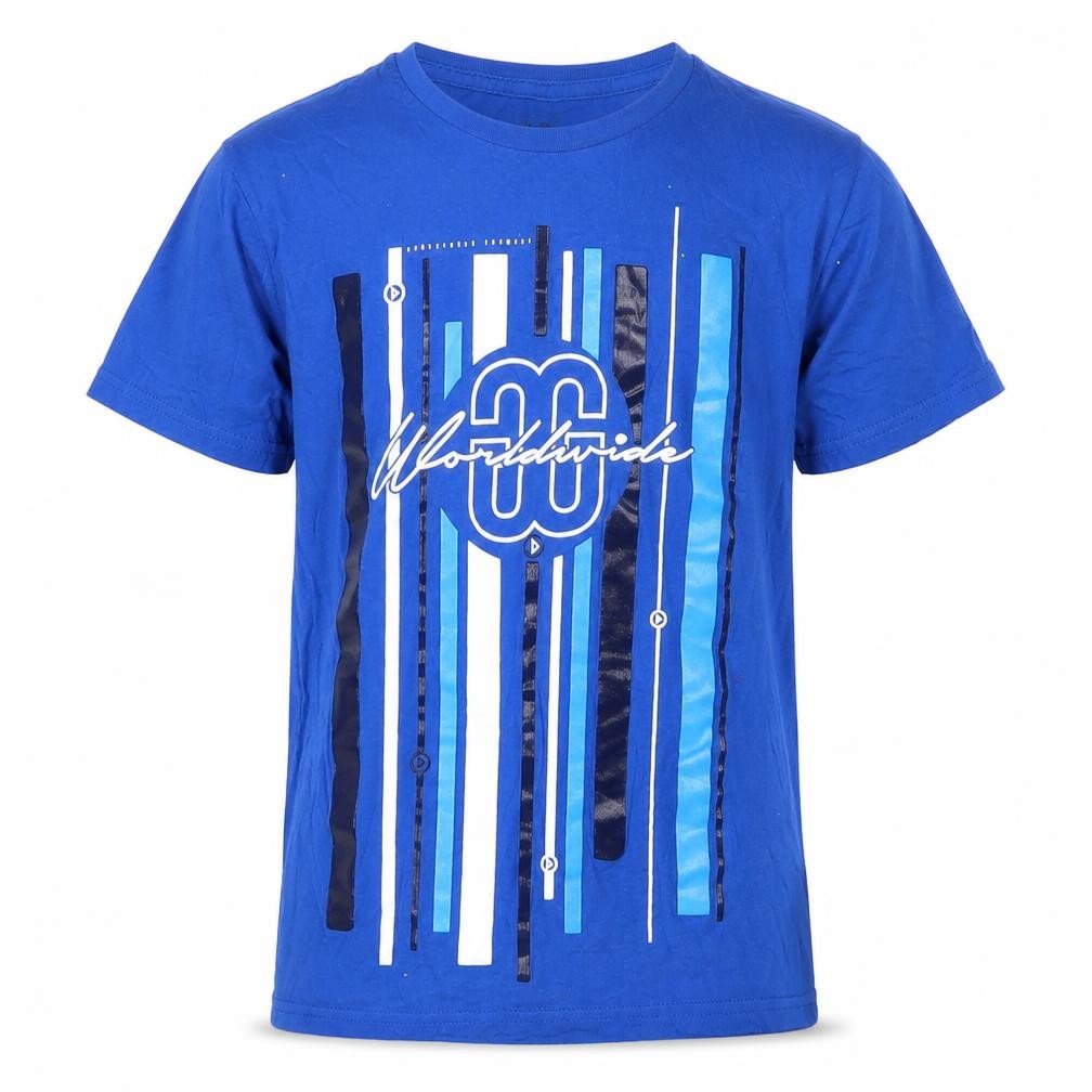 Worldwide Boys Blue  Cotton Basic T-Shirt Size 8-9 Years Crew Neck