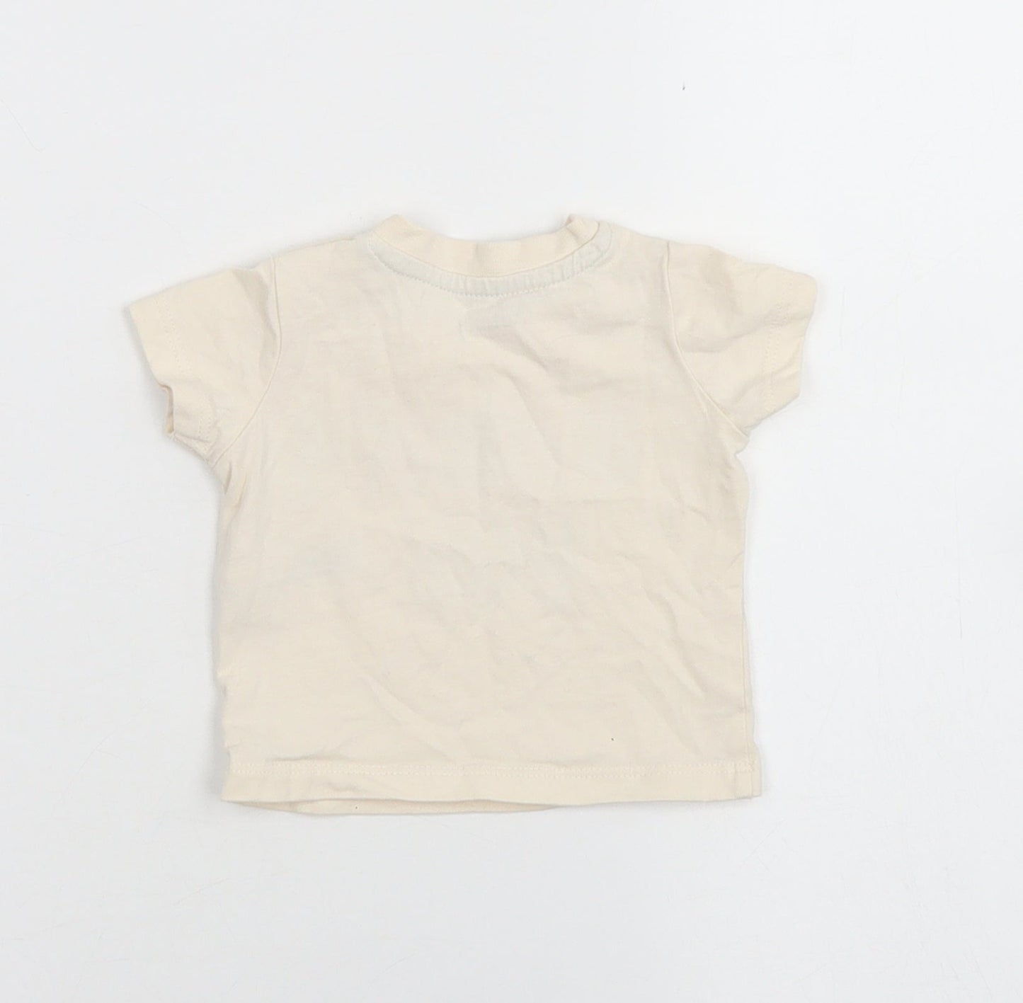 Nutmeg Boys Beige  Cotton Basic T-Shirt Size Newborn Crew Neck Snap