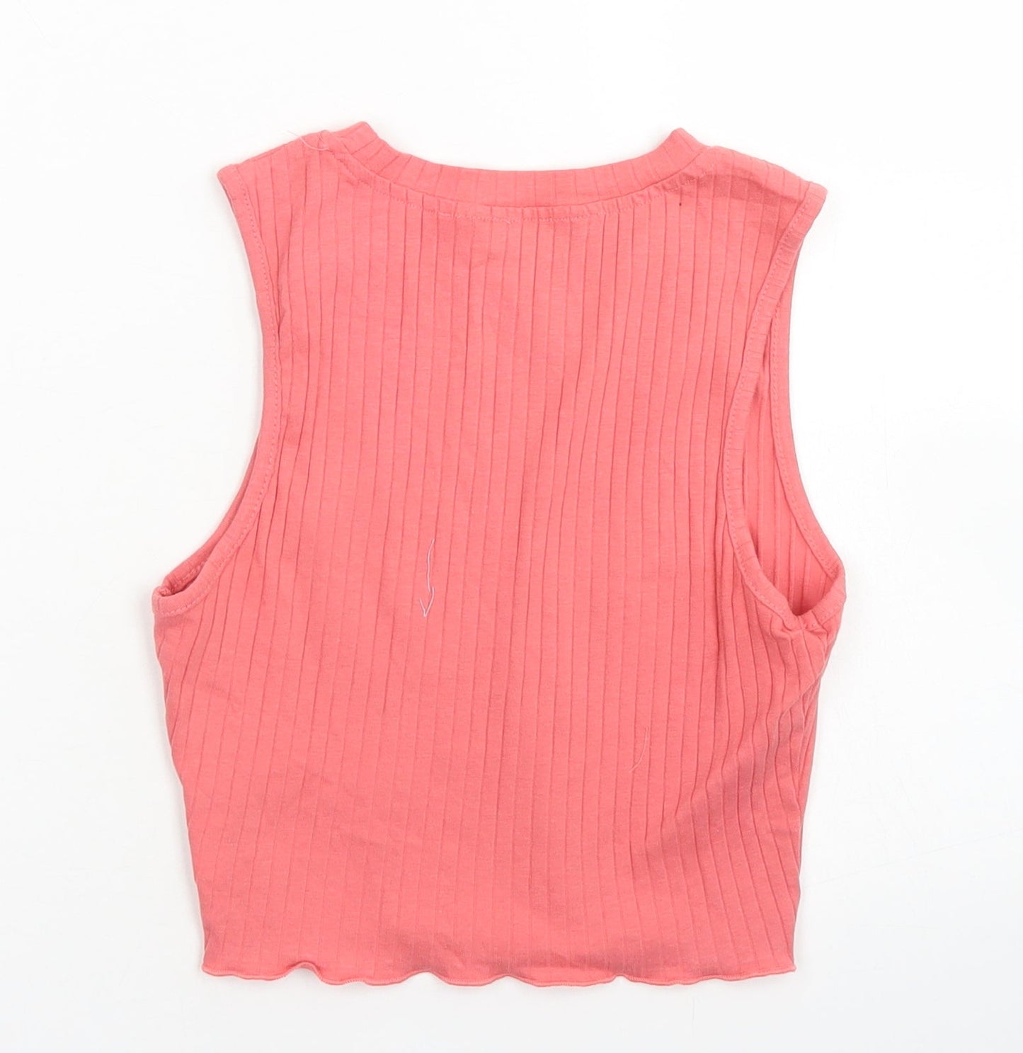 Shein  Womens Pink  Cotton Cropped Tank Size XS Crew Neck - Lettuce Edging