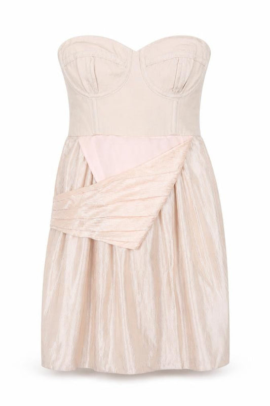 Debenhams Womens Gold  Viscose A-Line  Size 12  Sweetheart Zip