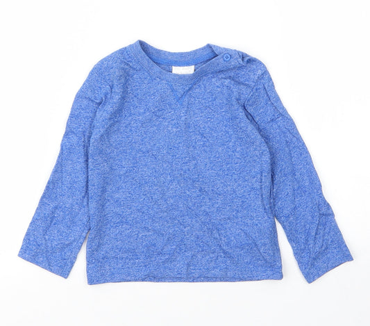 F&F Boys Blue  Cotton Basic T-Shirt Size 12 Months Round Neck Button