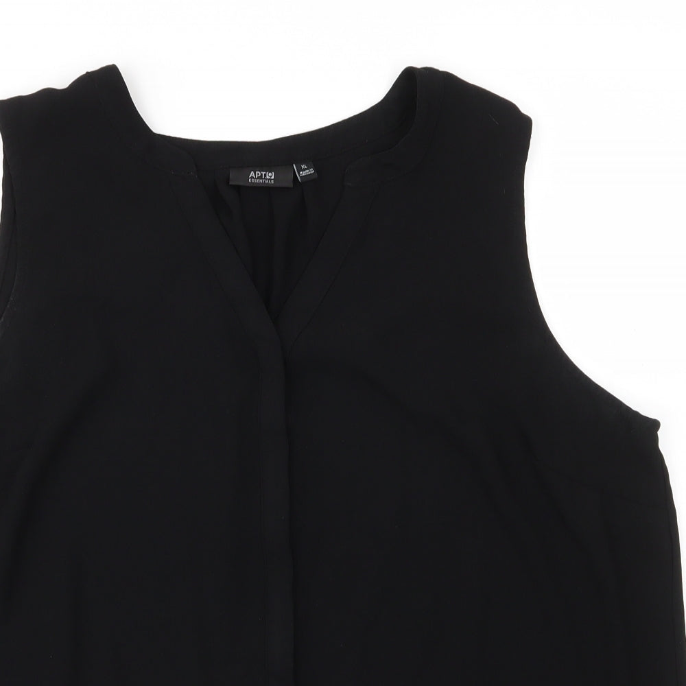 Apt9 Womens Black  Polyester Basic Blouse Size XL V-Neck