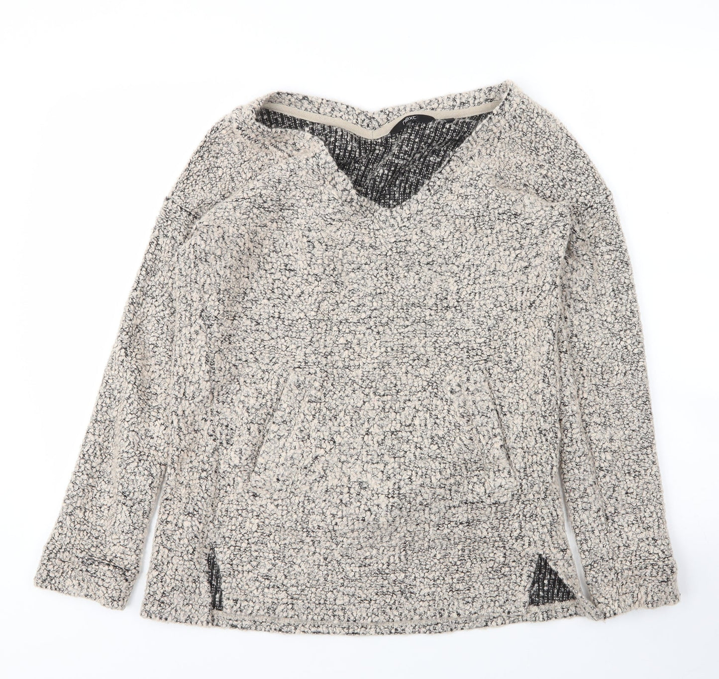 NEXT Womens Beige V-Neck  Acrylic Pullover Jumper Size 10