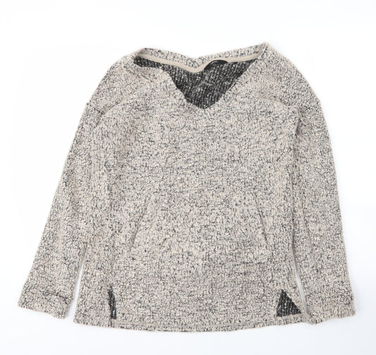 NEXT Womens Beige V-Neck  Acrylic Pullover Jumper Size 10